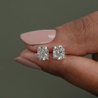 Elongated Cushion Lab Diamond Solitaire Stud Earrings