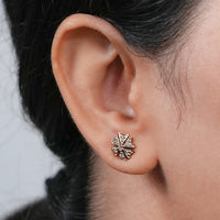Tiny Round Cut Lab Diamond Floral Shape Stud Earrings