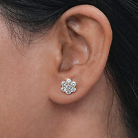 Round Cut Lab Diamond Floral Shape Stud Earrings