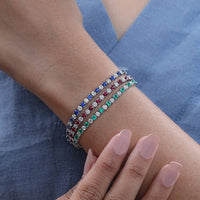 Multi Gemstone Round Diamond Tennis Bracelet