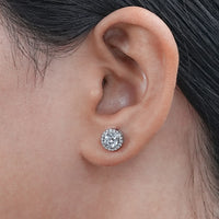 Round Cut Lab Grown Diamond Halo Stud