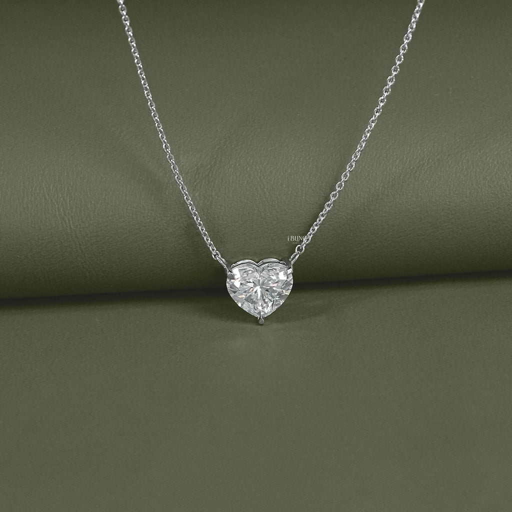 Heart Cut Lab Grown Diamond Solitaire Necklace