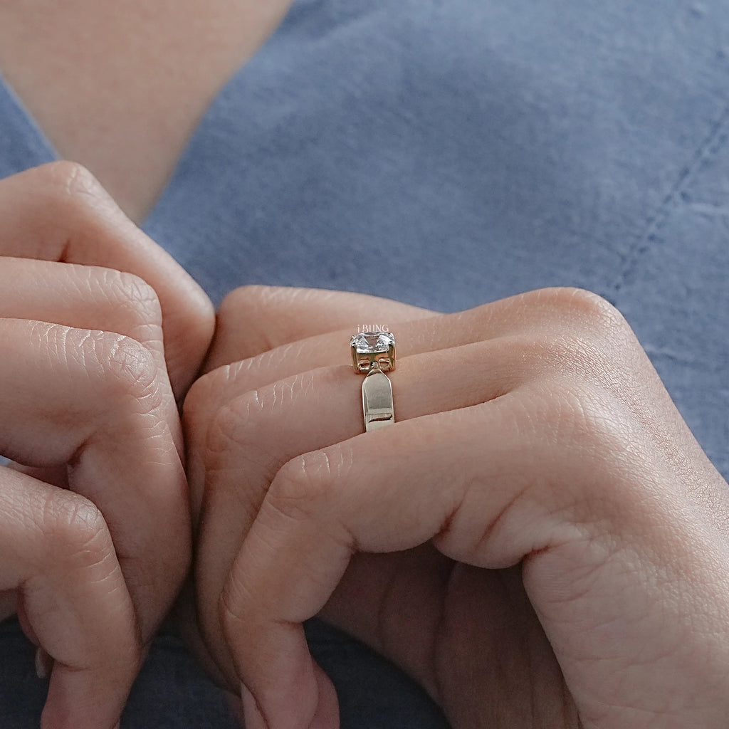 Old Mine Cushion Cut Lab Diamond Solitaire Ring