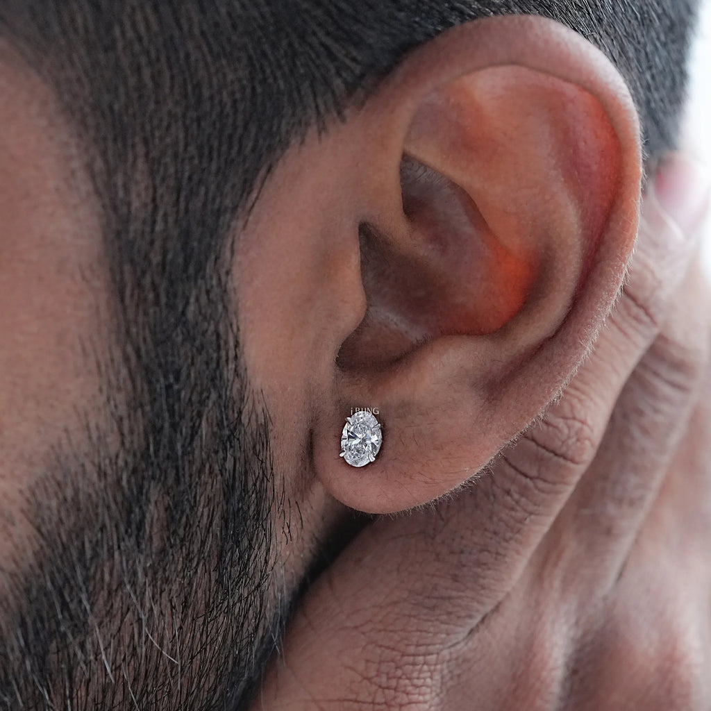 Oval Cut Diamond Screw Back Earrings