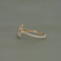 Oval Cut Lab Diamond Halo Accent Engagement Ring