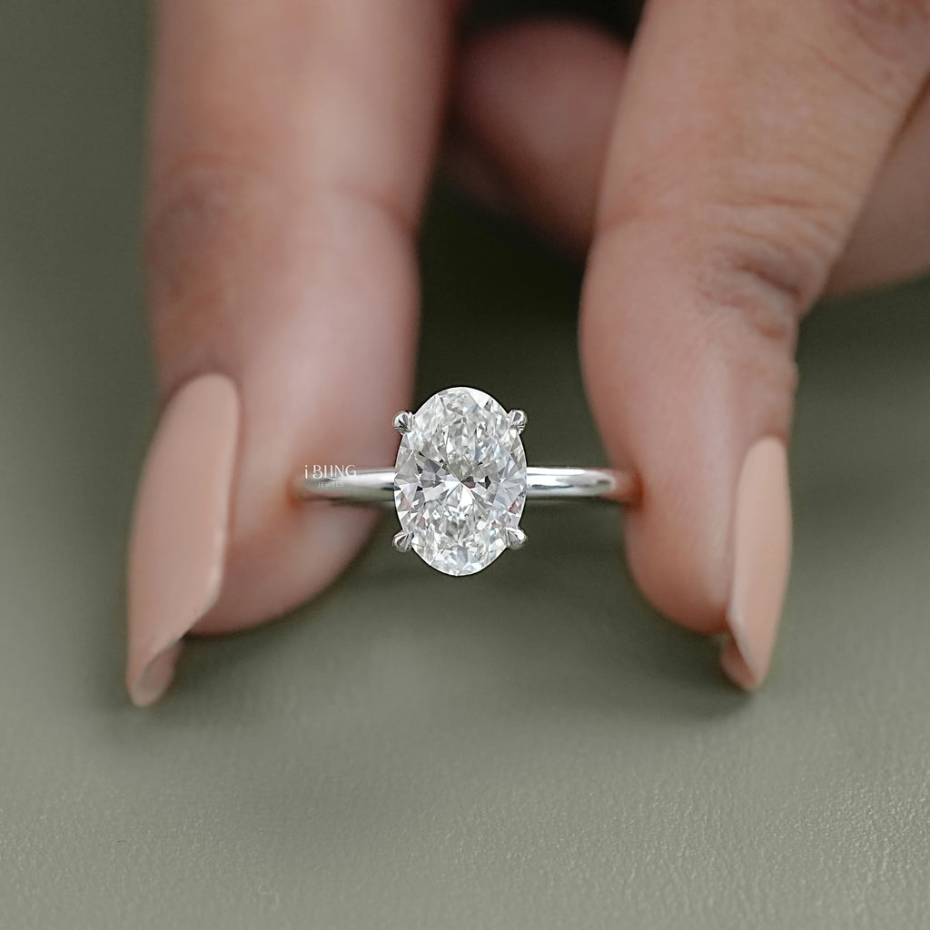 Oval Lab Diamond Solitaire Engagement Ring