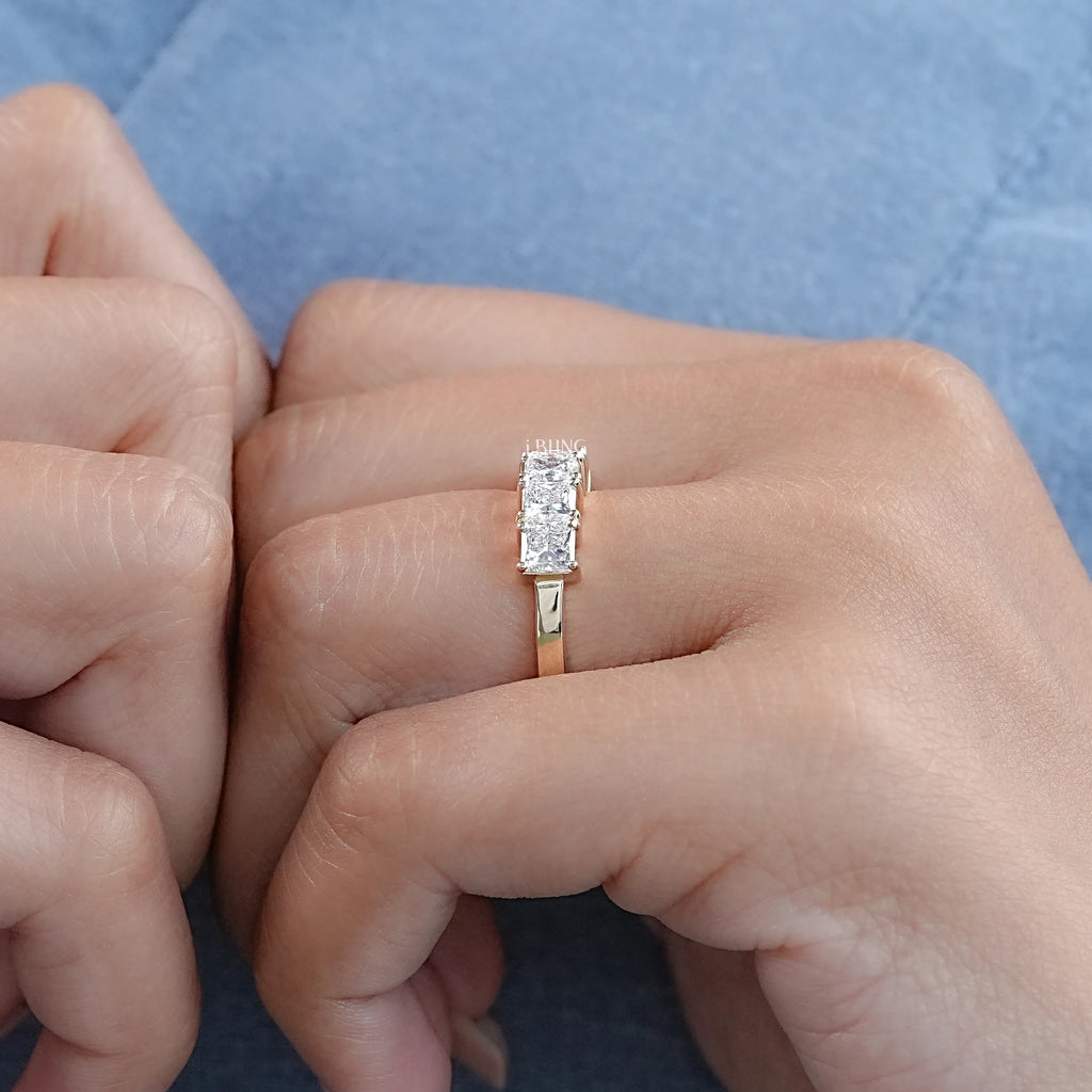 Five Stone Princess Lab Diamond Wedding Band