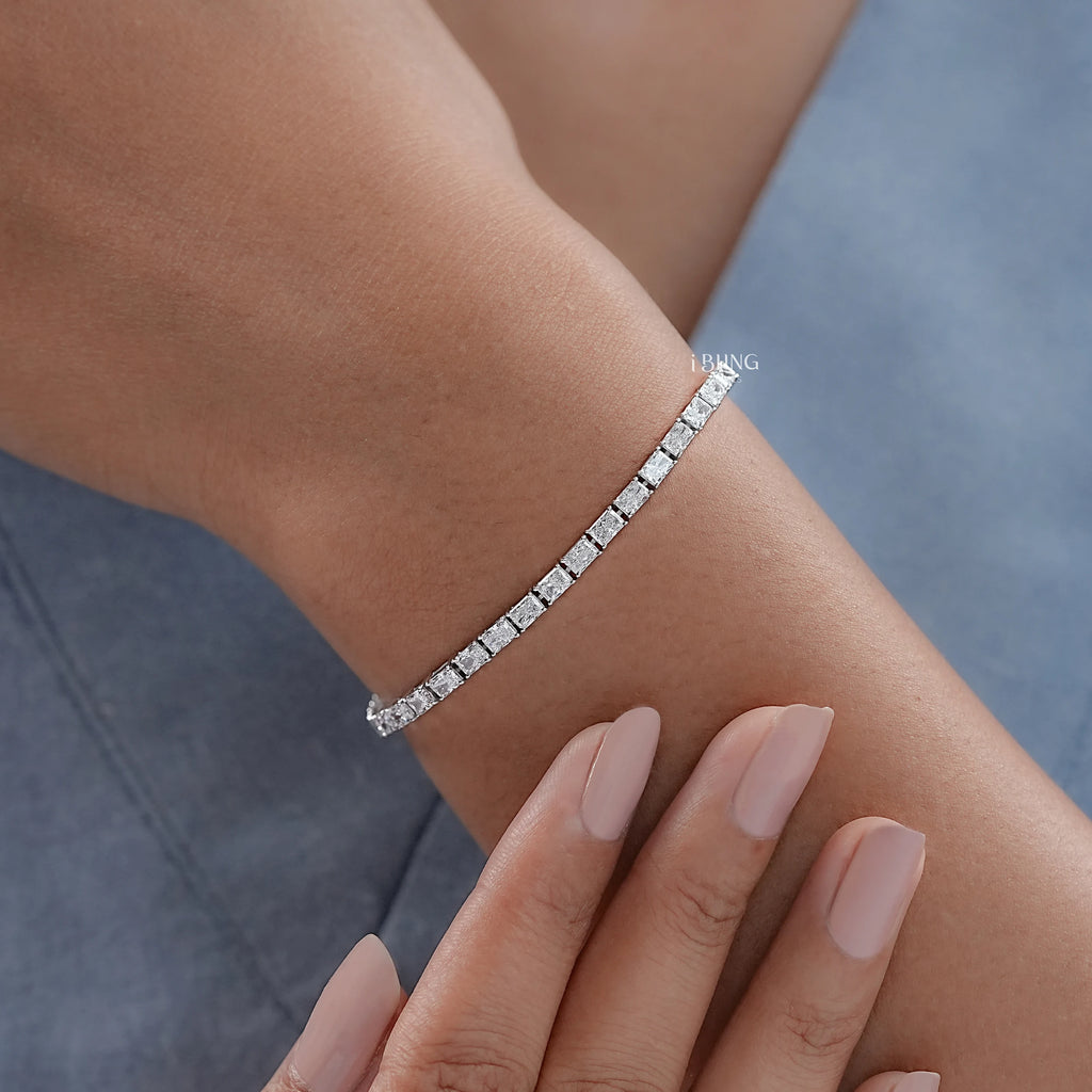Lab Diamond Radiant Cut Wedding Tennis Bracelet