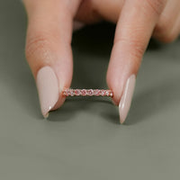 Pink Round Cut Lab Diamond Half Eternity Wedding Band