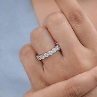 Round Lab Diamond Half Eternity Wedding Band