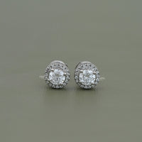 Round Cut Lab Grown Diamond Halo Stud