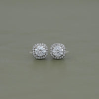 Round Cut Lab Diamond Halo Stud Earrings