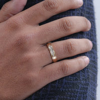 Round Lab Diamond Men's Wedding Band