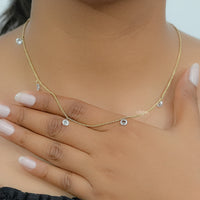 Rose Cut Round Diamond Station Necklace