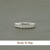 Round Lab Diamond Half Eternity Wedding Band