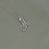 Round Cut Lab Grown Diamond M Letter Pendant