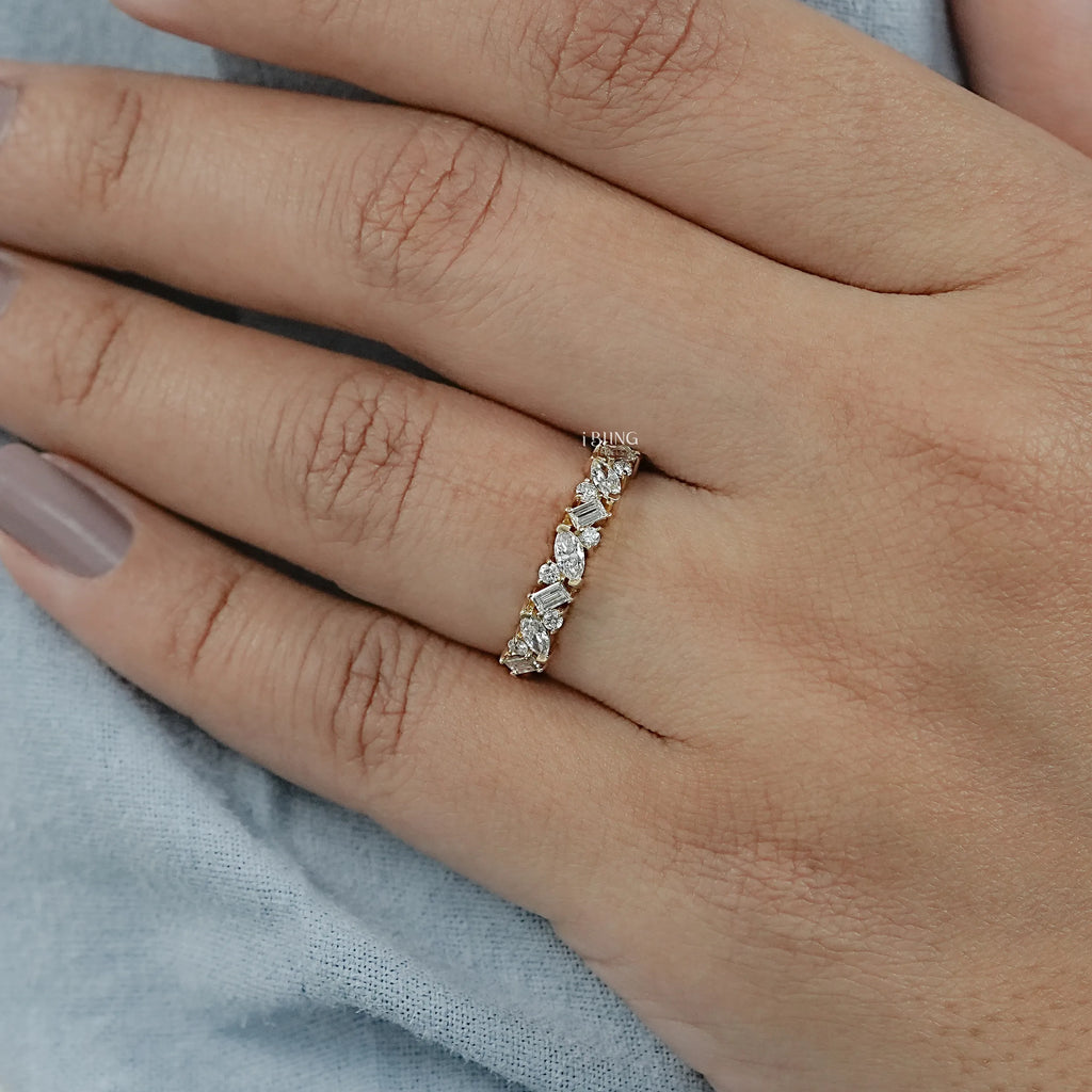 Multi Shape Lab Diamond Half Eternity Band