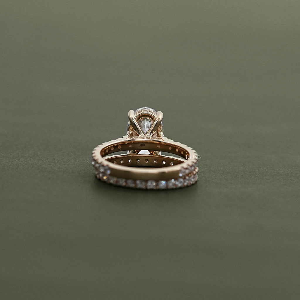 Oval Cut Lab Diamond Bridal Set Ring