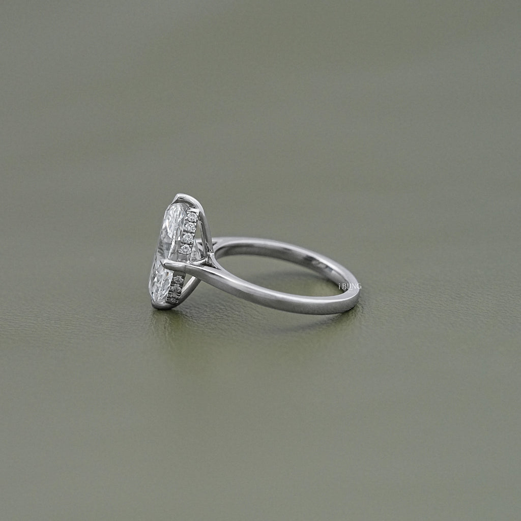 Oval Cut Hidden Halo Solitaire Engagement Ring