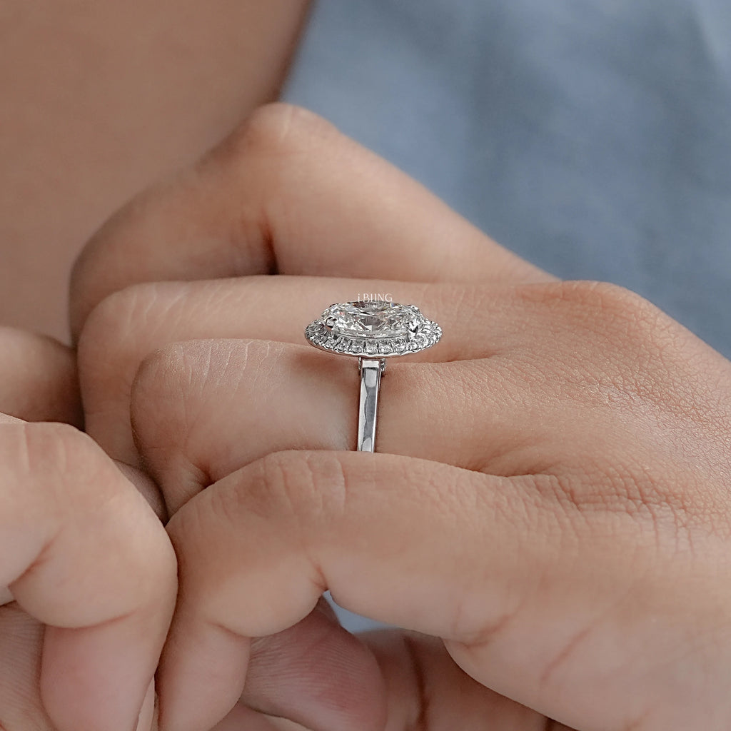 Oval Cut CVD Diamond Halo Ring