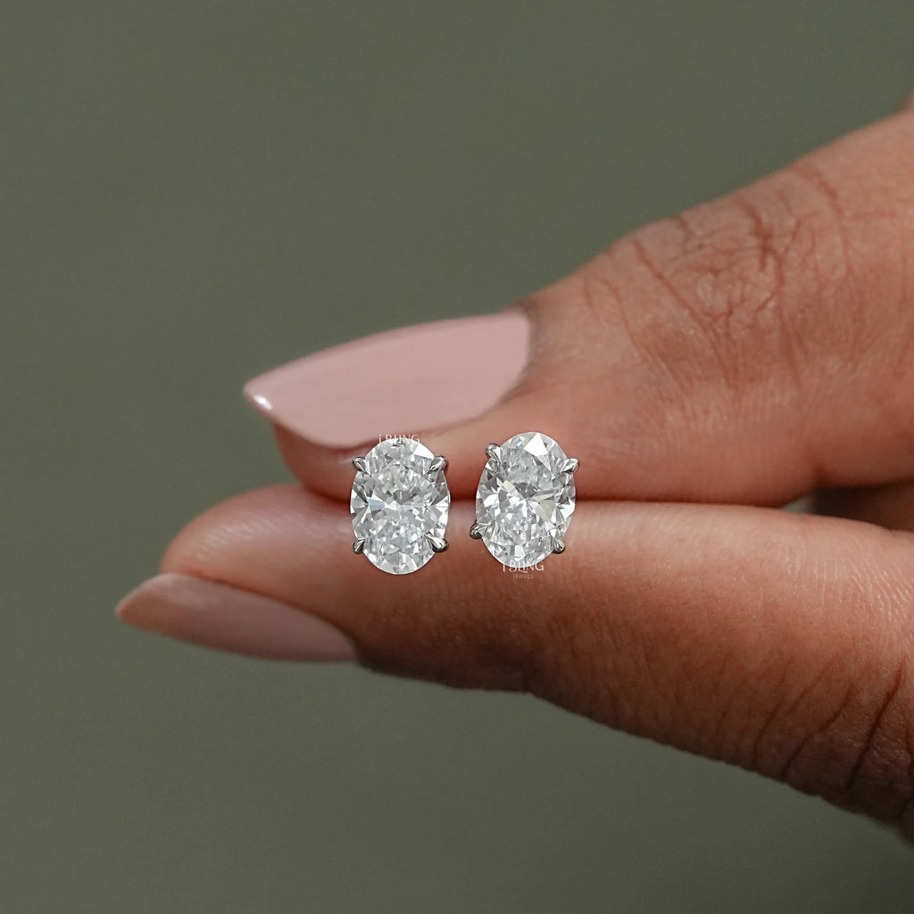 Oval Lab Diamond Stud Earrings