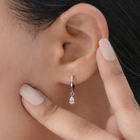 Pear Cut Lab Grown Diamond Drop Hoop