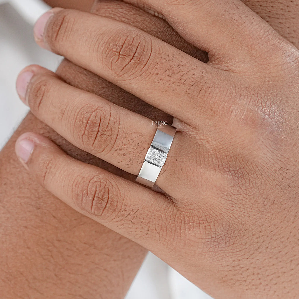 Radiant Cut Lab Grown Diamond Men's Band