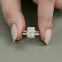 Radiant Cut lab diamond Bridal Ring-Set