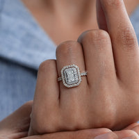 Radiant Cut Lab Diamond Double Halo Ring