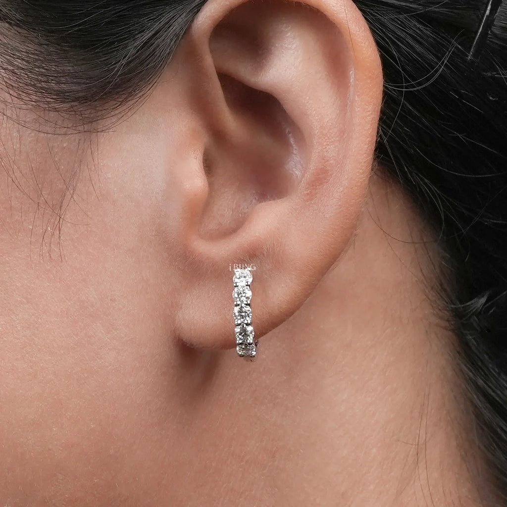 Round Cut Lab Diamond Huggie Hoop Earrings