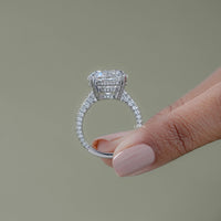Round Cut Solitaire Diamond Engagement Ring With Pave Band