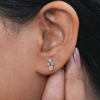Round Cut Lab Diamond Bezel Set Stud Earrings