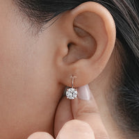 Solitaire Round Diamond Drop Earrings