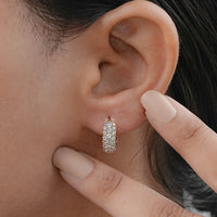 Round Diamond Pave Set Huggie Hoop Earrings