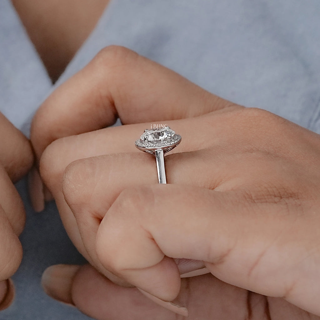 Round Cut Lab Diamond Halo Engagement Ring