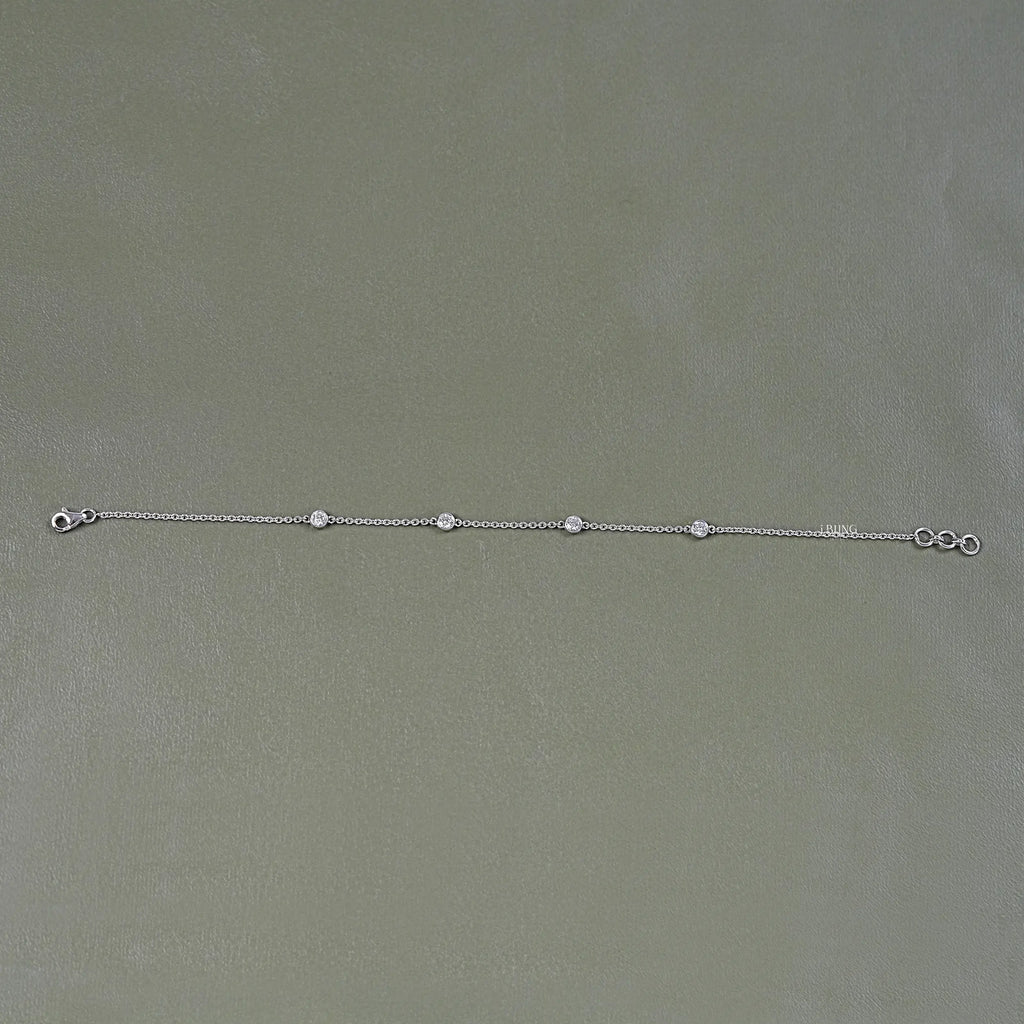 Lab Grown Round Diamond Station Chain Bracelet