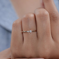 Round Lab Diamond Two Stone Dainty Ring