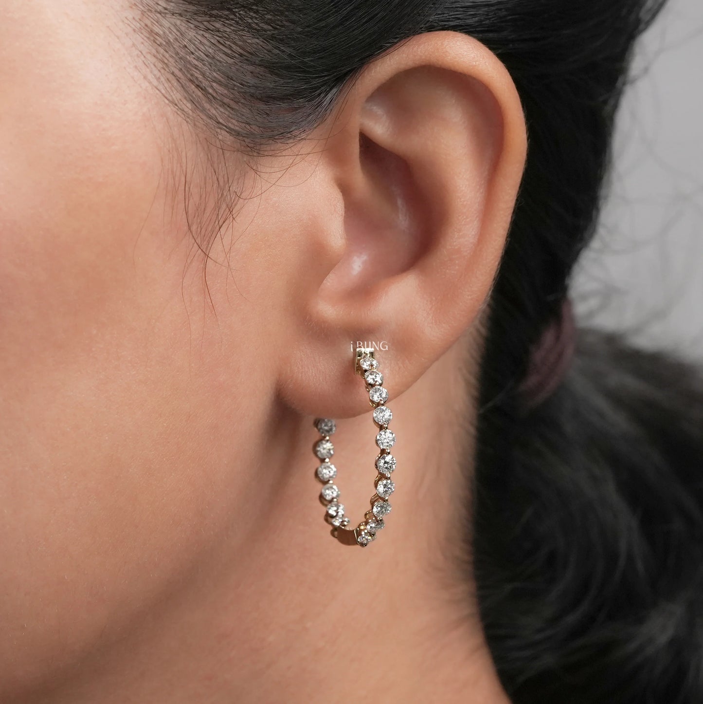 Round Cut Lab Diamond Hoop Earrings Hoops & Huggies