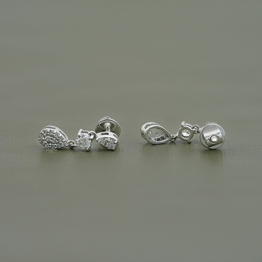 Round lab Diamond Tear Drop Dangle Earrings