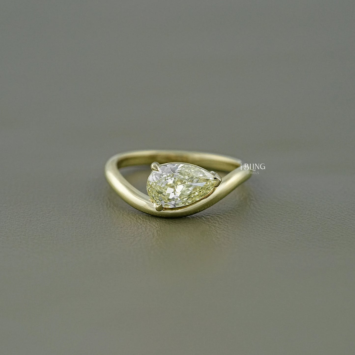 Pear Lab Grown Diamond Curved Solitaire Ring Ring