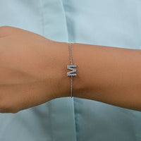 Round Cut Lab Grown Diamond M Letter Necklace