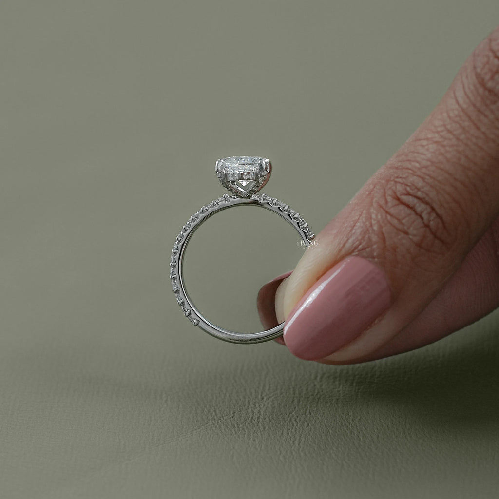 Marquise Cut Lab Diamond Solitaire Accent Ring