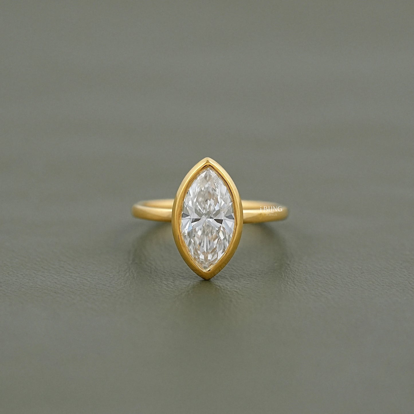 Marquise Cut Bezel Set Lab Diamond Soliatire Ring
