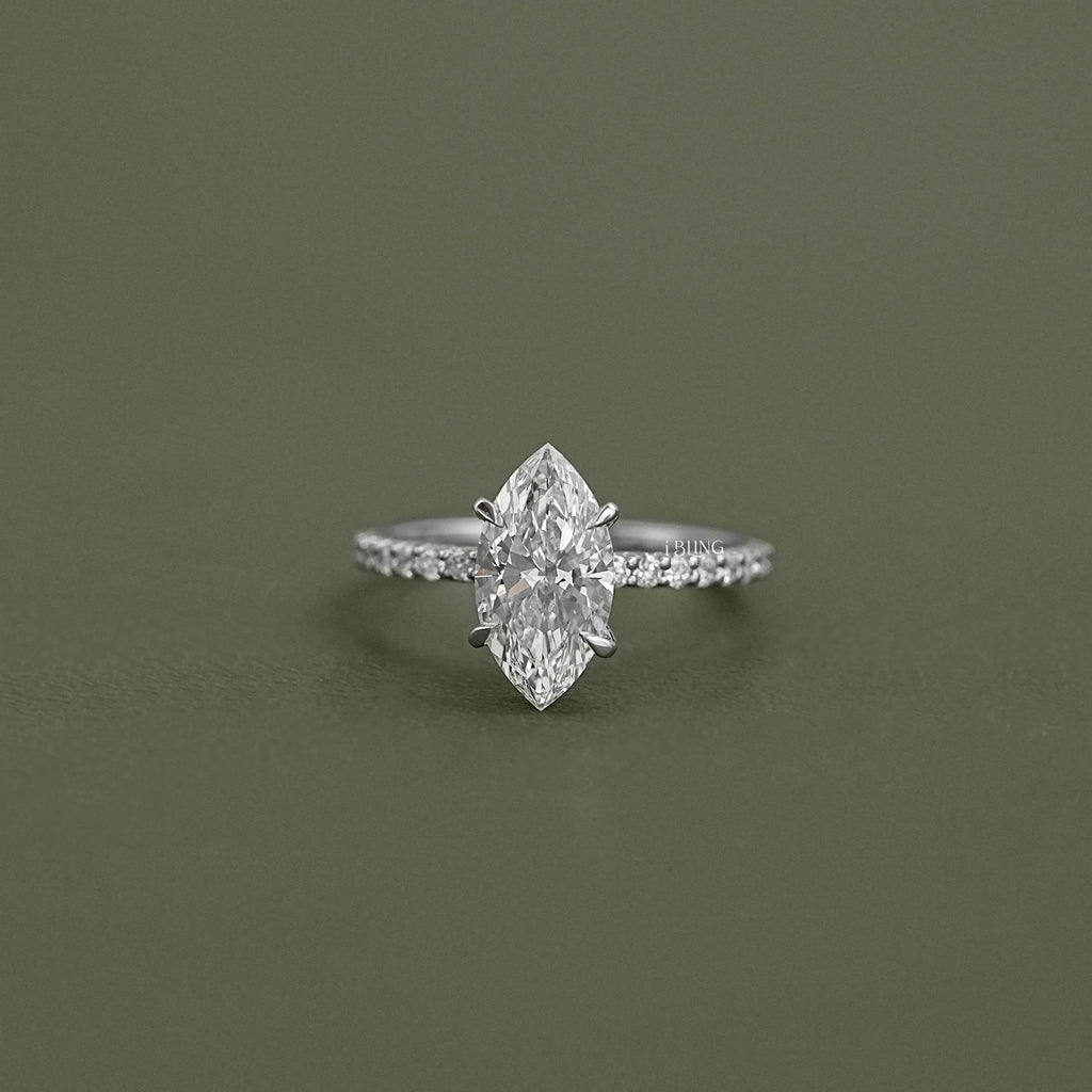 Marquise Cut Lab Diamond Engagement Ring