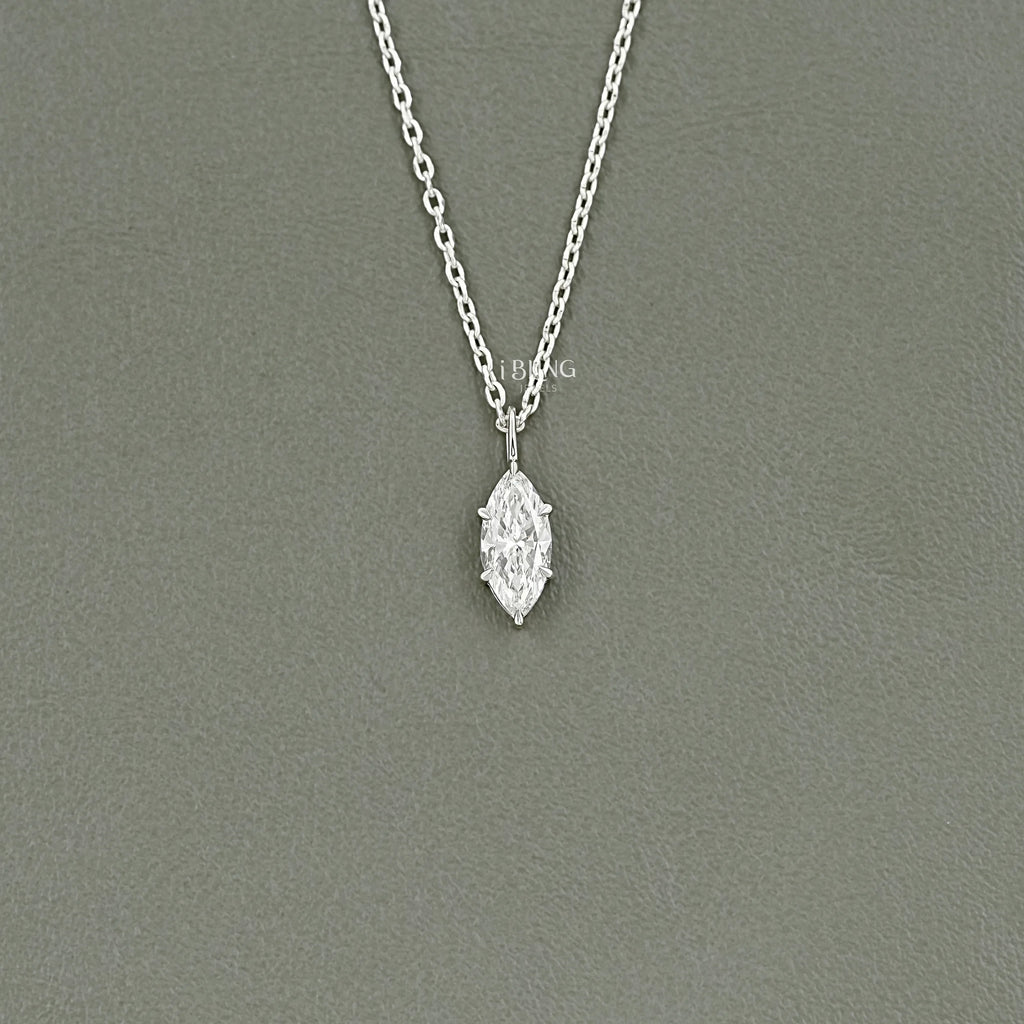 Marquise Cut Lab Diamond Solitaire Pendant Necklace