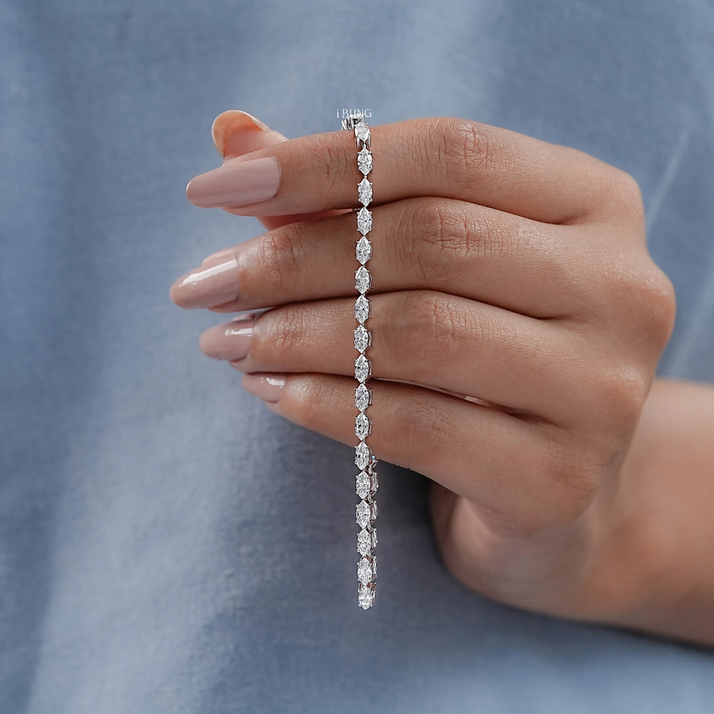 Marquise Cut Lab Grown DIamond Bridal Tennis Bracelet