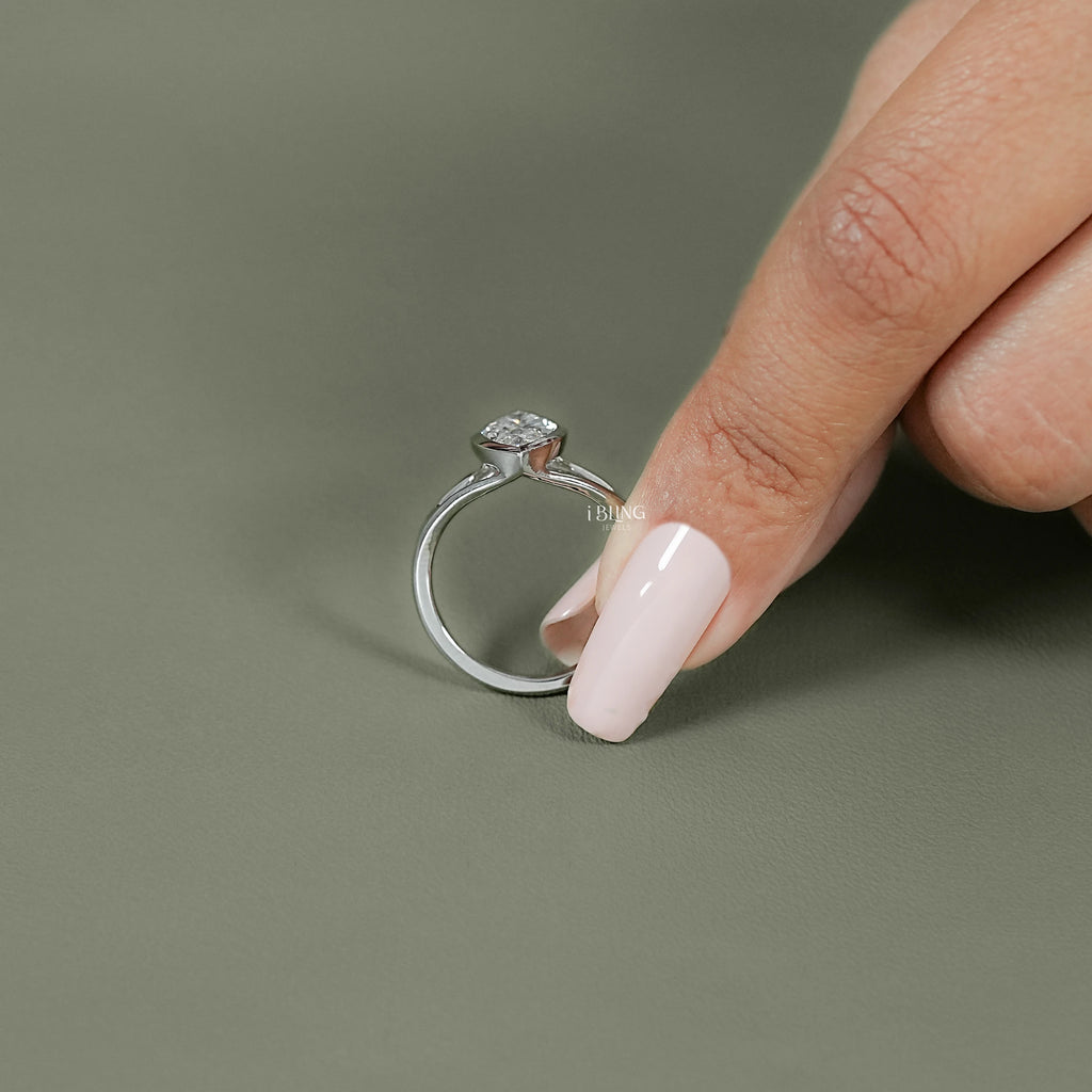 Marquise Lab Diamond Split Shank Solitaire Ring