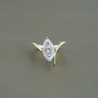 Marquise Cut V Shape Solitaire Engagement Ring