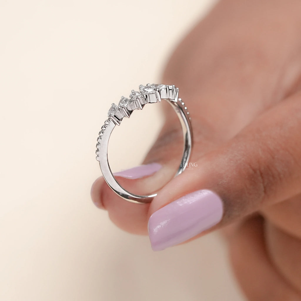 Marquise-Cut Lab Grown Diamond Curved Band