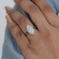 0.50 To 3.00 CT Marquise Cut Lab Diamond Halo Ring